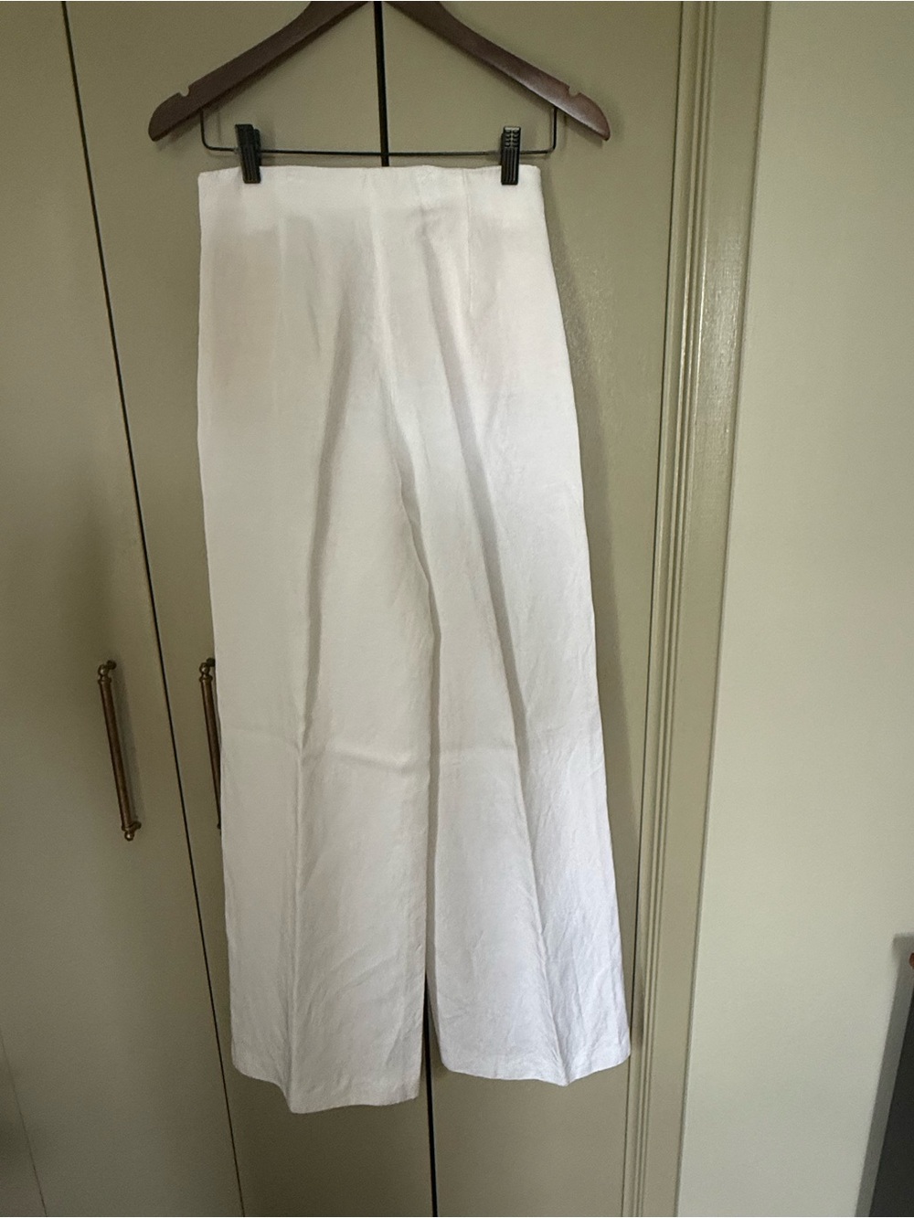 Sandro White High Rise Linen Blend Wide Leg Pants Size 36 - Picture 4 of 7